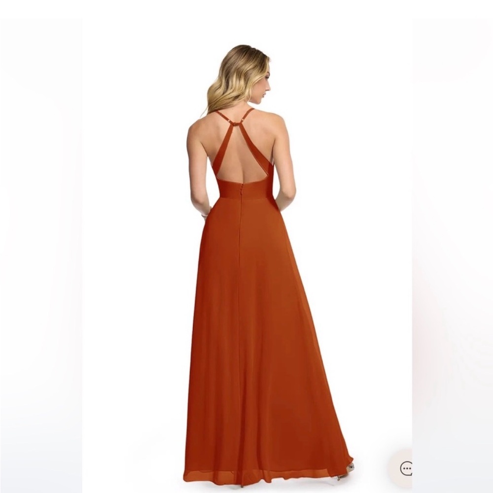 Azazie Paprika and Elegant Orange Halter Maxi Dress Bridesmaid wedding guest